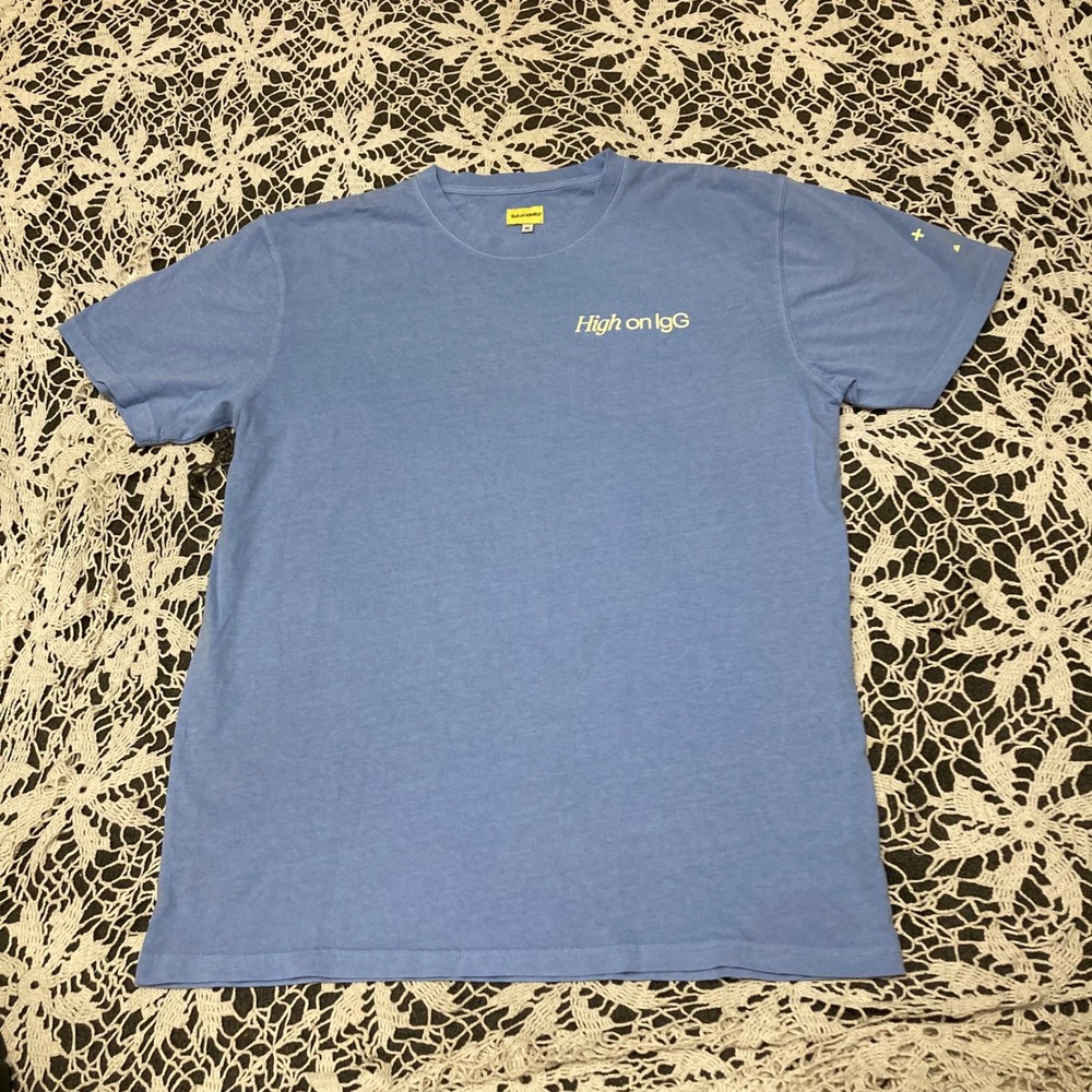 ARMRA High on IgG Graphic T-Shirt Blue Short Sleeve Crew Neck Mens XL